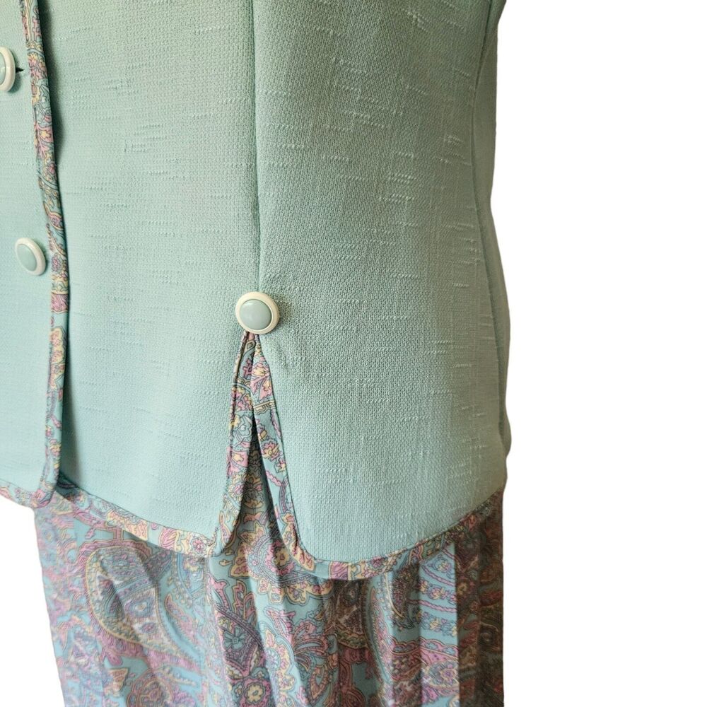Vintage Pablo Collection 2pc Skirt Jacket Mint Green Size 12 Petite - Picture 4 of 11